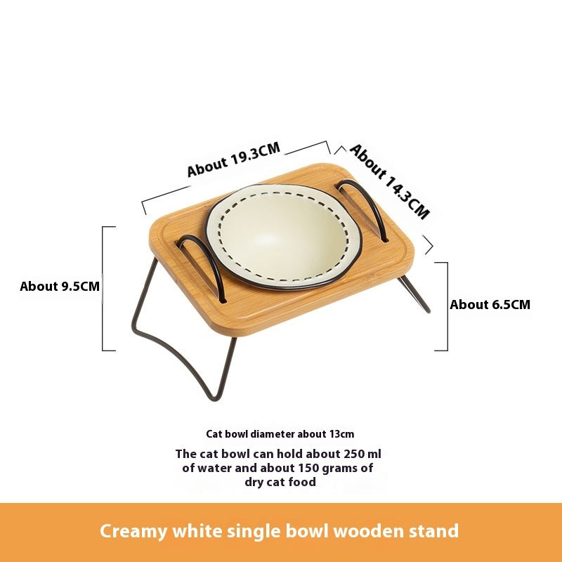 Enhance Your Pet's Dining Experience with Our Wooden Rack Ceramic Pet Feeding Bowl